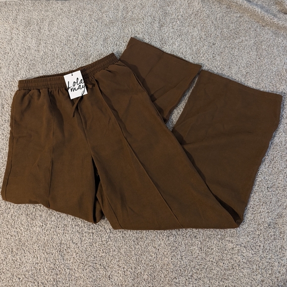 Lola May wide leg drawstring pants in brown - Picture 4 of 5